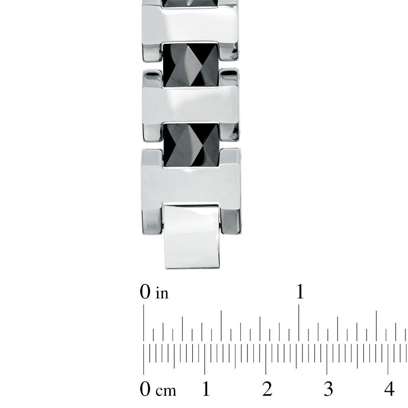16.0mm Railroad Bracelet in Black Ceramic and Tungsten - 8.5"