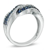 Thumbnail Image 1 of Lab-Created Blue and White Sapphire Twist Ring in Sterling Silver