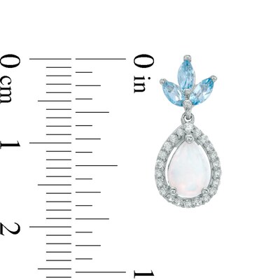Pear-Shaped Lab-Created Opal and Blue Topaz with Lab-Created White Sapphire Earrings in Sterling Silver