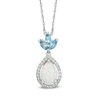 Pear-Shaped Lab-Created Opal and Blue Topaz with Lab-Created White Sapphire Pendant in Sterling Silver
