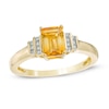 Emerald-Cut Citrine and Diamond Accent "Step" Ring in 10K Gold