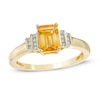 Thumbnail Image 1 of Emerald-Cut Citrine and Diamond Accent "Step" Ring in 10K Gold