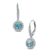 Thumbnail Image 0 of 7.0mm Lab-Created Blue Opal and White Sapphire Frame Drop Earrings in Sterling Silver