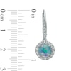 Thumbnail Image 1 of 7.0mm Lab-Created Blue Opal and White Sapphire Frame Drop Earrings in Sterling Silver