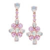 Thumbnail Image 1 of 7.0mm Cushion-Cut Lab-Created Pink Opal and White Sapphire Earrings in Sterling Silver with 14K Rose Gold Plate