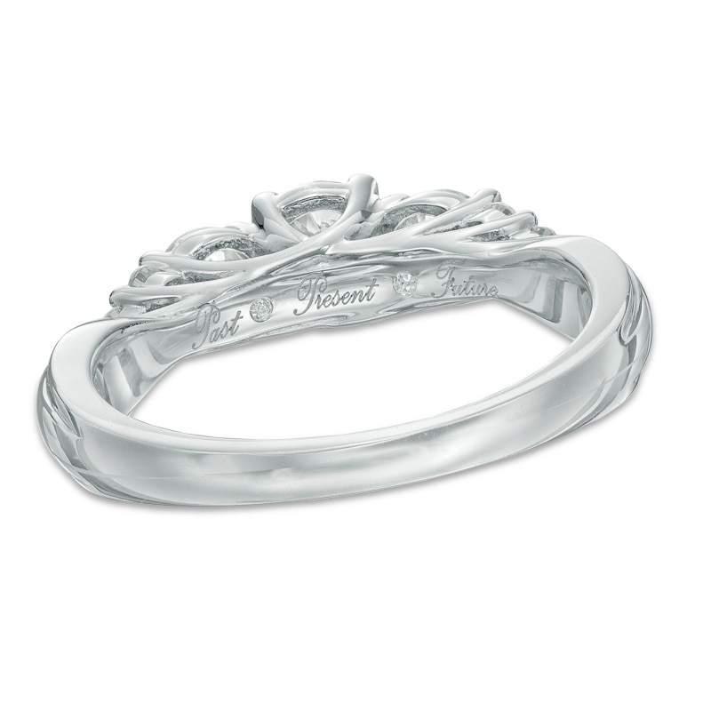 Main Image 3 of 0.95 CT. T.W. Diamond Past Present Future Tri-Sides Engagement Ring in 14K White Gold