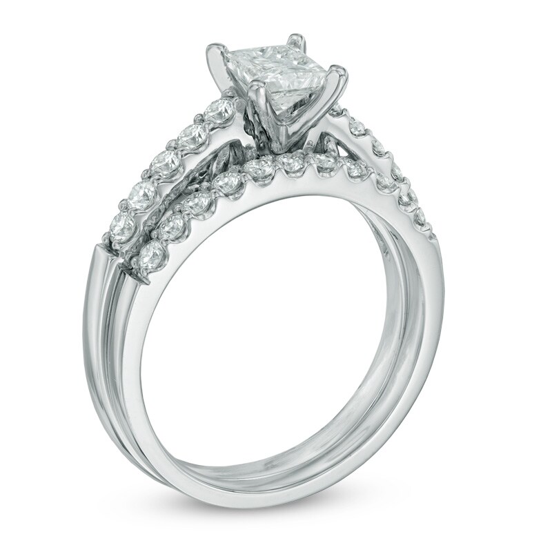 1.30 CT. T.W. Certified Canadian Princess-Cut Diamond Bridal Set in 14K White Gold (I/I2)