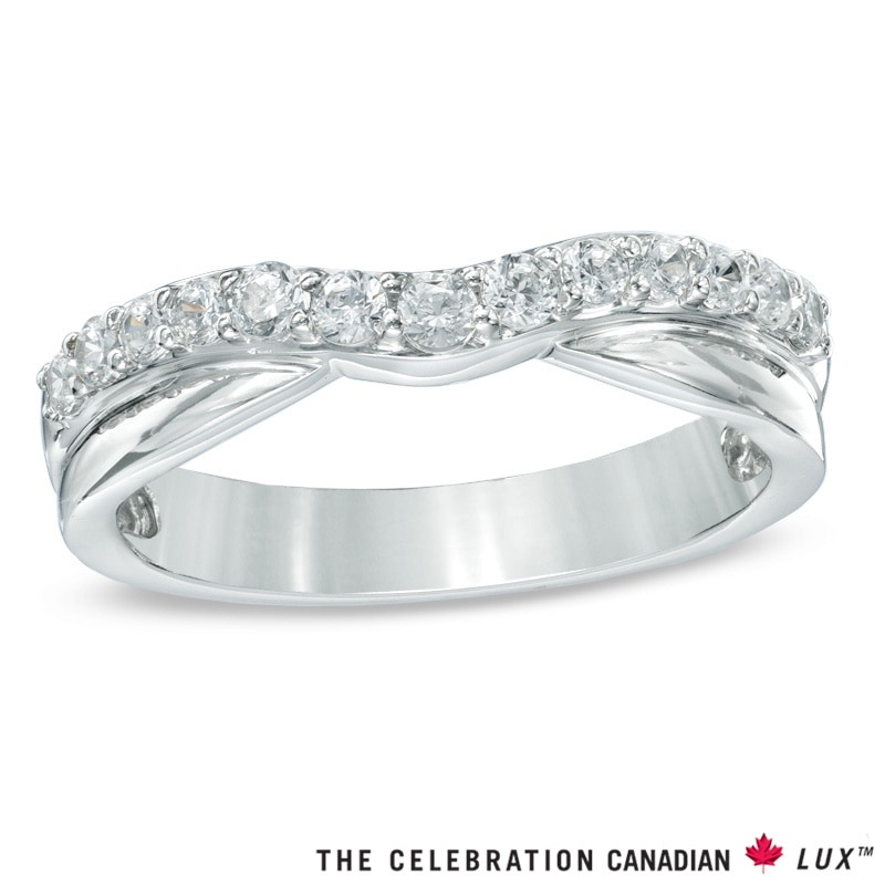 Celebration Canadian Lux® 0.40 CT. T.W. Diamond Contour Wedding Band in 18K White Gold (I/SI2)
