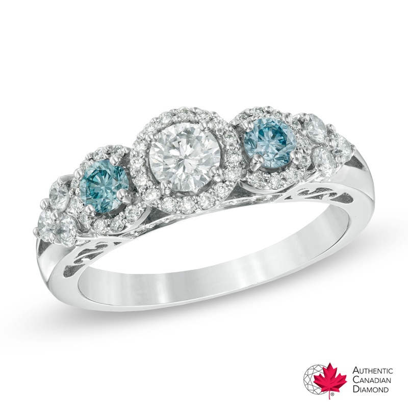 1.00 CT. T.W. Certified Canadian Diamond Three Stone Engagement Ring in 14K White Gold (I/I2)|Peoples Jewellers
