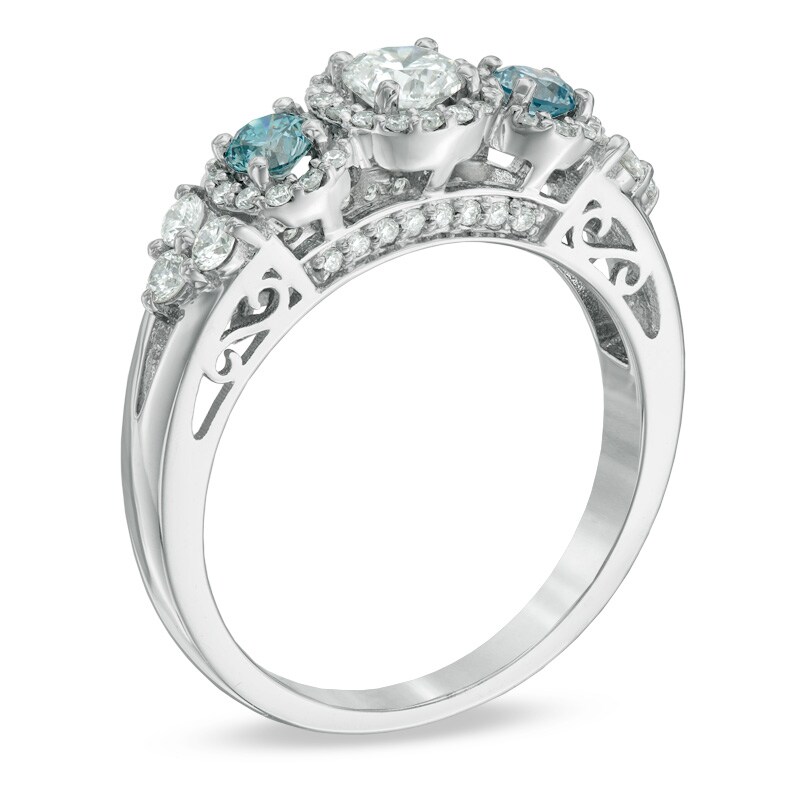 1.00 CT. T.W. Certified Canadian Diamond Three Stone Engagement Ring in 14K White Gold (I/I2)