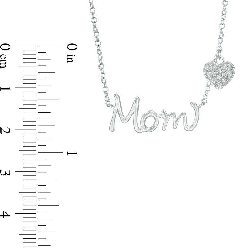 Diamond Accent "Mom" with Heart Charm Necklace in Sterling Silver|Peoples Jewellers