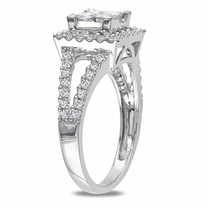 Main Image 2 of 1.00 CT. T.W. Quad Princess-Cut Diamond Frame Ring in 14K White Gold