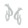 Thumbnail Image 1 of 0.20 CT. T.W. Diamond &quot;X&quot; J-Hoop Earrings in Sterling Silver