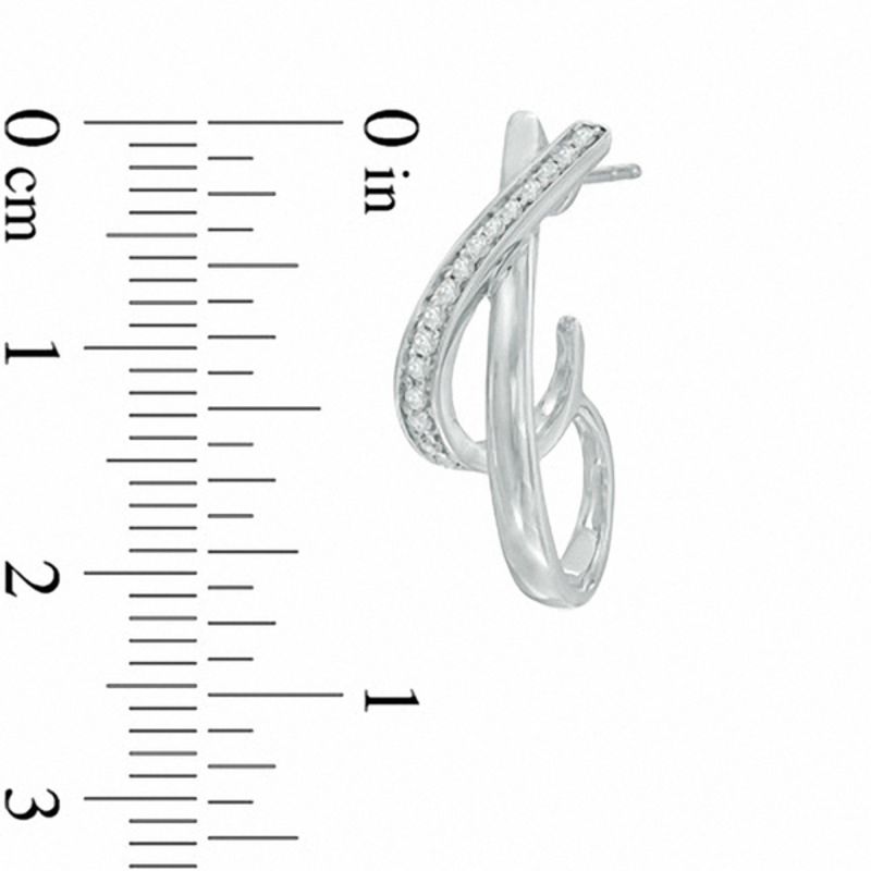 Main Image 2 of 0.20 CT. T.W. Diamond &quot;X&quot; J-Hoop Earrings in Sterling Silver