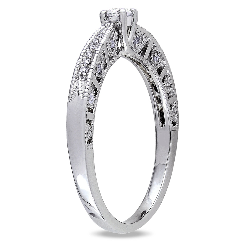 Main Image 2 of 0.10 CT. Diamond Promise Ring in Sterling Silver