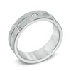 Thumbnail Image 1 of Triton Men's 7.0mm Diamond Accent Cross Comfort Fit White Tungsten Wedding Band - Size 10