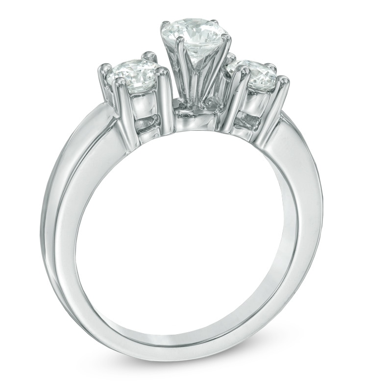 Main Image 2 of 0.58 CT. T.W. Diamond Three Stone Style Semi-Mount in 14K White Gold