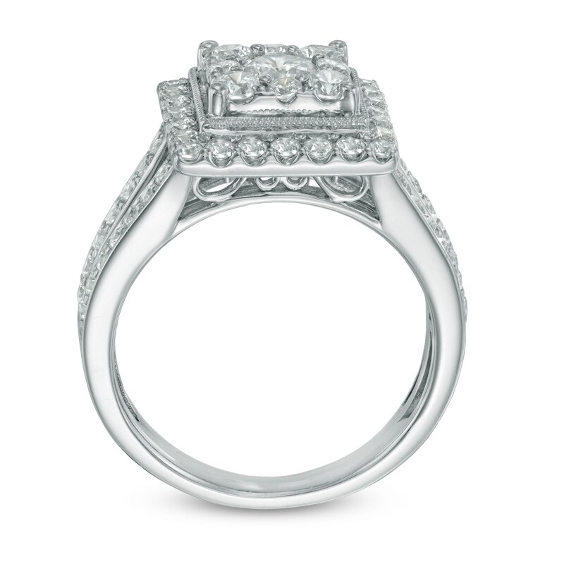 Main Image 2 of 1.50 CT. T.W. Diamond Square Frame Engagement Ring in 14K White Gold