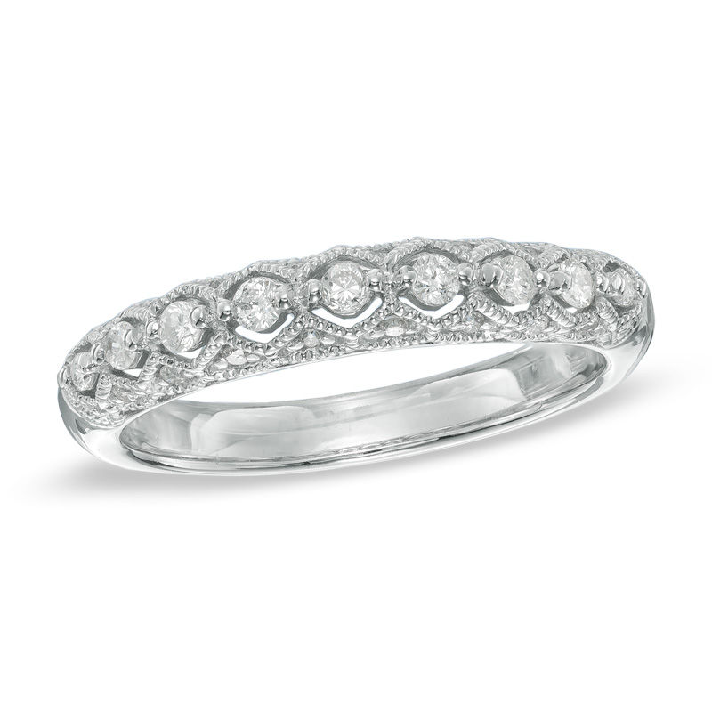 0.25 CT. T.W. Diamond Vintage-Style Anniversary Band in 10K White Gold