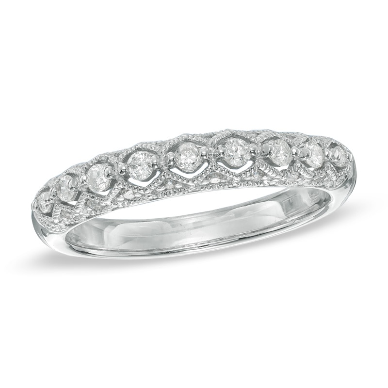 0.25 CT. T.W. Diamond Vintage-Style Anniversary Band in 10K White Gold