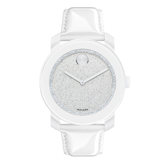 Ladies' Movado Bold® White Crystal Watch with Silver Glitter Dial (Model: 3600230)