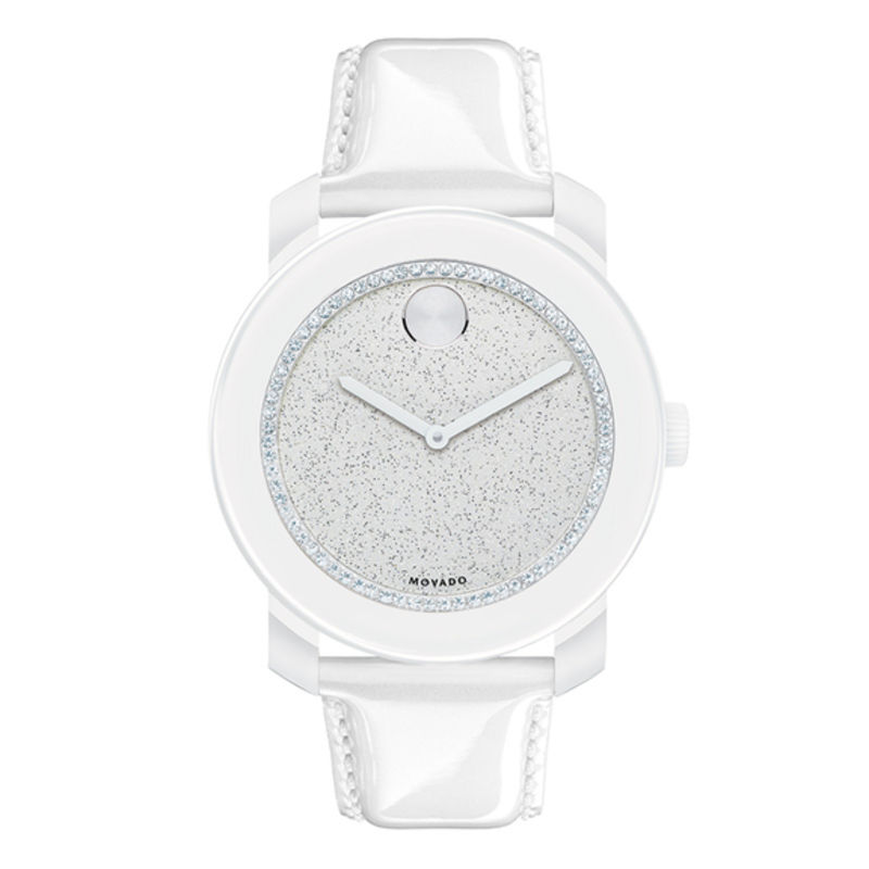 Ladies' Movado BoldÂ® White Crystal Watch with Silver Glitter Dial (Model: 3600230)