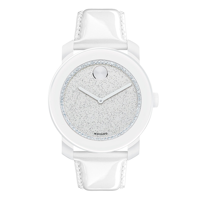Ladies' Movado Bold® White Crystal Watch with Silver Glitter Dial (Model: 3600230)|Peoples Jewellers