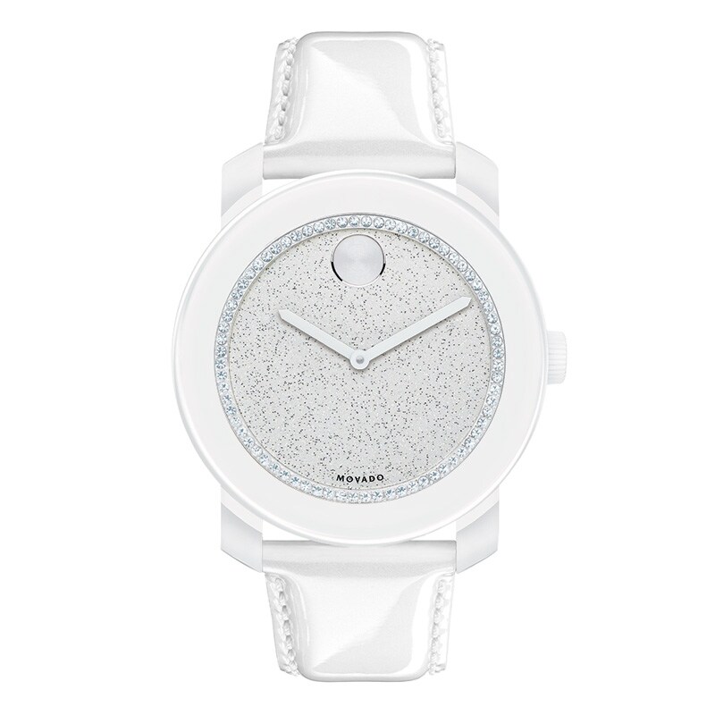 Main Image 1 of Ladies' Movado Bold® White Crystal Watch with Silver Glitter Dial (Model: 3600230)