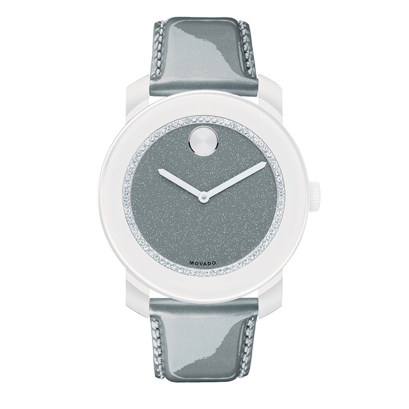 Ladies' Movado Bold® White Crystal Watch with Grey Glitter Museum® Dial (Model: 3600237)