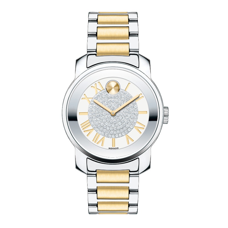 Ladies' Movado Bold® Luxe Crystal Accent Two-Tone Watch with Silver-Tone Dial (Model: 3600256)|Peoples Jewellers