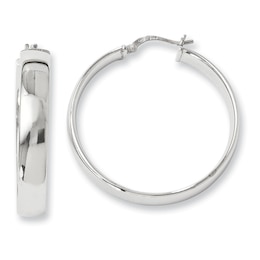 35mm Polished Hoop Earrings in Sterling Silver