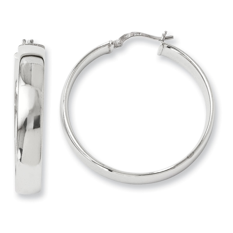 35mm Polished Hoop Earrings in Sterling Silver