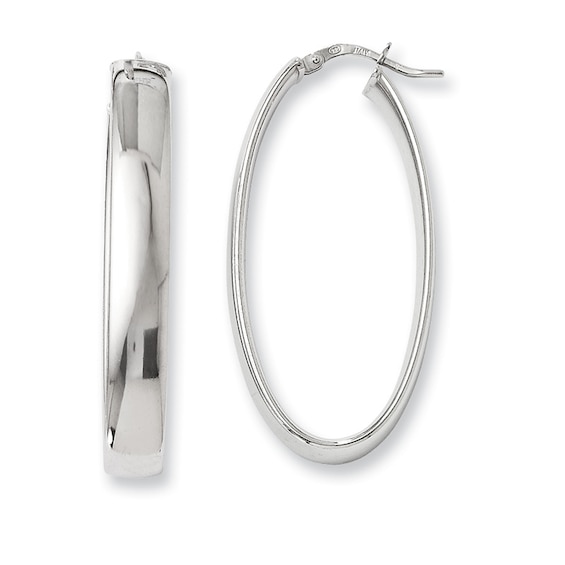 6.0 x 20mm Solid Oval Hoop Earrings in Sterling Silver 6.0 x 20mm Solid Oval Hoop Earrings in Sterling Silver