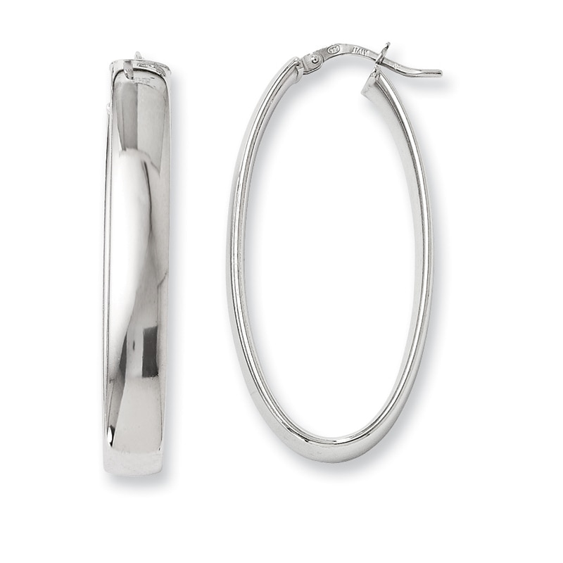 6.0 x 20mm Oval Hoop Earrings in Sterling Silver|Peoples Jewellers