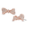 Thumbnail Image 0 of Lab-Created White Sapphire Bow Stud Earrings in Sterling Silver with 18K Rose Gold Plate