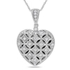 Thumbnail Image 0 of 0.14 CT. T.W. Diamond Lattice Heart Locket in 10K White Gold - 17"