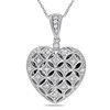 Thumbnail Image 0 of 0.14 CT. T.W. Diamond Lattice Heart Locket in 10K White Gold - 17"