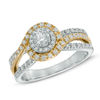 Thumbnail Image 0 of 0.75 CT. T.W. Certified Canadian Diamond Swirl Frame Engagement Ring in 14K Two-Tone Gold (I/I1)