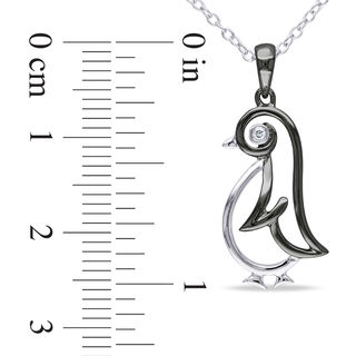 Diamond Accent Penguin Pendant in Two-Tone Sterling Silver