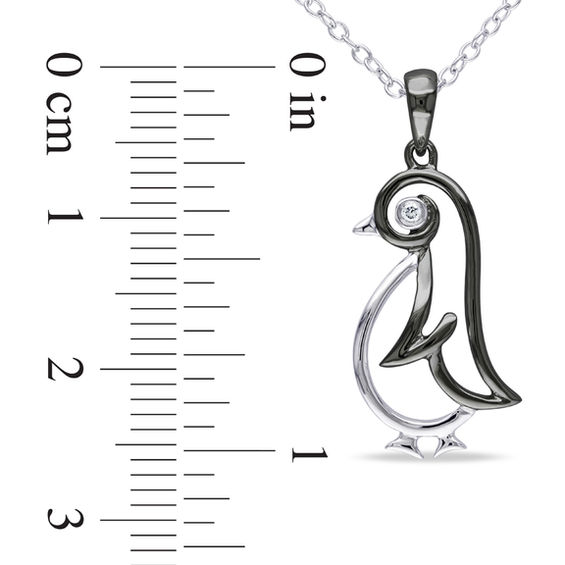 Diamond Accent Penguin Pendant in Two-Tone Sterling Silver