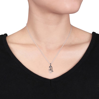 Diamond Accent Penguin Pendant in Two-Tone Sterling Silver
