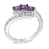 Amethyst and Diamond Accent Three Stone Bypass Ring in Sterling Silver