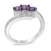 Thumbnail Image 2 of Amethyst and Diamond Accent Three Stone Bypass Ring in Sterling Silver