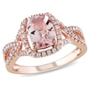 Thumbnail Image 1 of Cushion-Cut Morganite and 0.17 CT. T.W. Diamond Ring in 10K Rose Gold