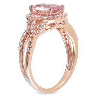 Cushion-Cut Morganite and 0.17 CT. T.W. Diamond Ring in 10K Rose Gold