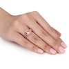Thumbnail Image 3 of Cushion-Cut Morganite and 0.17 CT. T.W. Diamond Ring in 10K Rose Gold