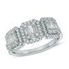 Thumbnail Image 1 of 0.75 CT. T.W. Multi-Baguette Diamond Frame Three Stone Ring in 14K White Gold