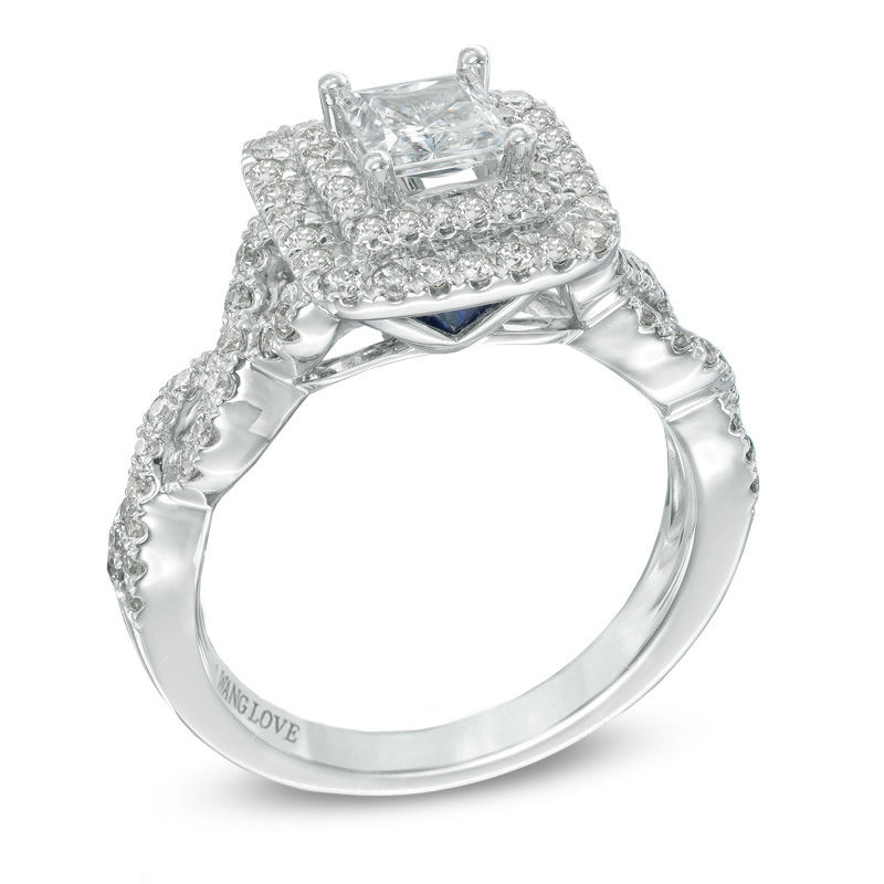 Vera Wang Love Collection 1.29 CT. T.W. Princess-Cut Diamond Double Frame Ring 14K White Gold