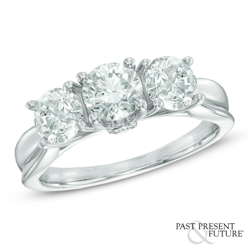 Main Image 1 of 1.45 CT. T.W. Certified Diamond Past Present Future® Ring in 14K White Gold (I/I2)