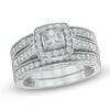 1.00 CT. T.W. Princess-Cut Diamond Frame Three Piece Bridal Set in 14K White Gold